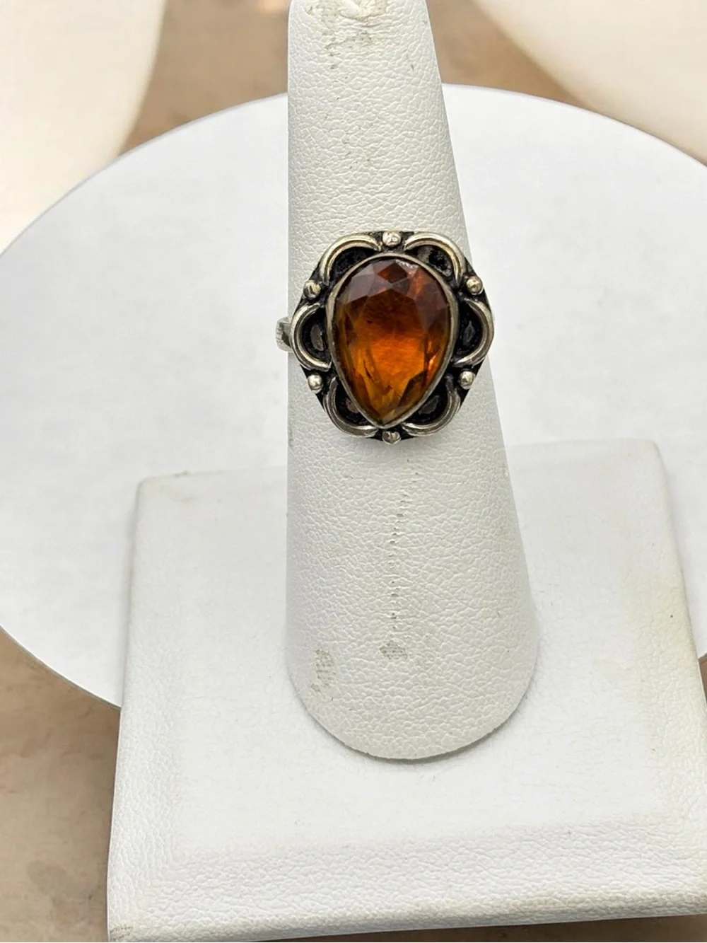 Vintage Style Sterling Silver Topaz Ring size 7